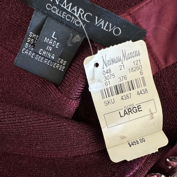NEW Carmen Marc Valvo | Metallic Beaded Jewels BANDAGE Dress | Burgundy | Neiman - Picture 9 of 15